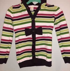 Vintage Gymboree Pugs and Kisses Striped Hooded Cotton Sweater ~ Girls Size 7/8